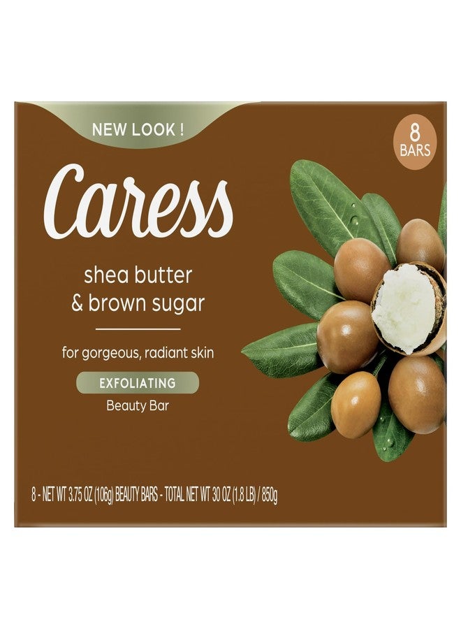 Caress Shea Butter & Brown Sugar Beauty Bar Soap, 8 Count - Image 1